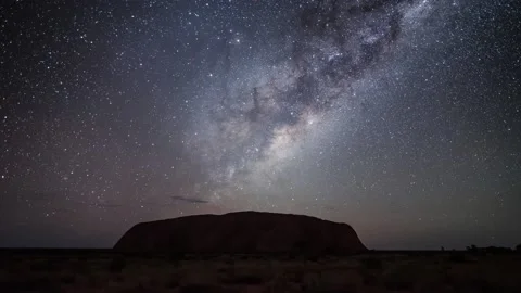 Extremely rare video of Milkyway rising over Uluru in a timelapse video 8k Stock Footage
