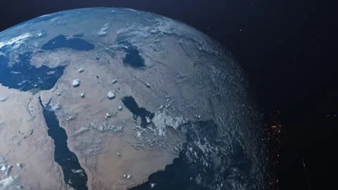 Extremely Slow Camera Movement Middle East Continent from Space Stock Footage 258953281