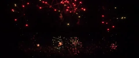 Extremely Slow Motion Fireworks - Anamorphic Video stock 157513828