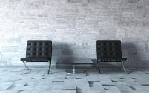 Extremely stylish interior (3d hq interiors with copy spaces series) Stock Illustration
