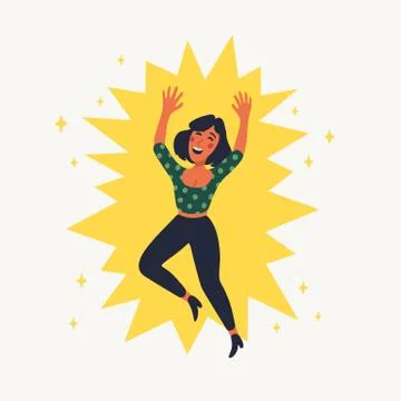 Extrovert. Extraversion and introversion concept - a young happy woman in the Stock Illustration