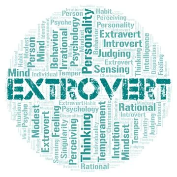 Extrovert typography word cloud create with the text only. 스톡 일러스트