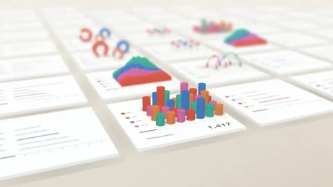 Extruded Chart Card Field Visualization Animated Data Presentation 3D Bar Stock Footage 342592700