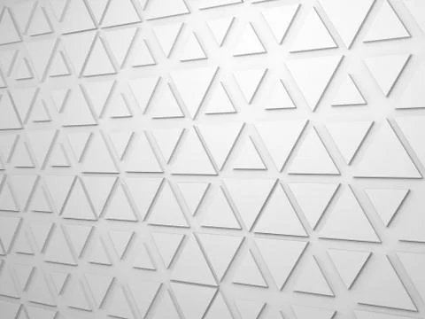 Extruded triangles pattern on wall, 3d Stock Illustration