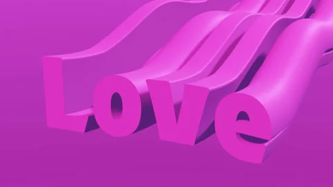 Extruded Wavy Purple Text Animation in a Seamless Loop. Valentine's Day Concept. Stock Footage 228768171