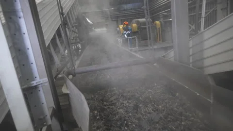 Extrusion unit pushes rubber mass through metal chute Vídeo Stock 314641782