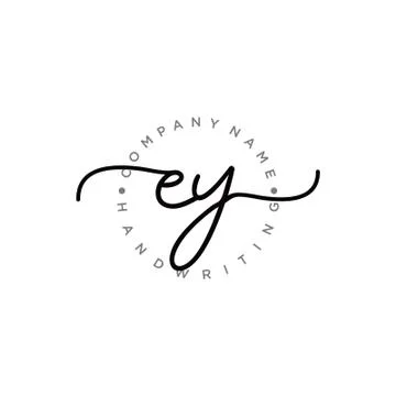 EY Initial handwriting logo design Stock Illustration