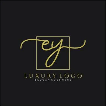 EY Initial handwriting logo design Stock Illustration