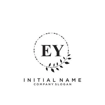 EY Initial handwriting logo design Stock Illustration