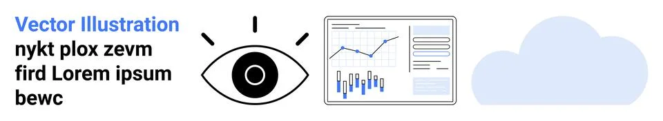 Eye Analysis and Data Visualization with Cloud Storage Concept Illustrazione stock