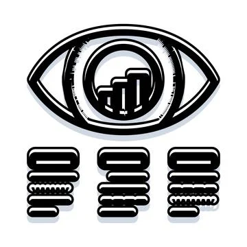 Eye analyzing bar chart data for business insight Stock-Illustration