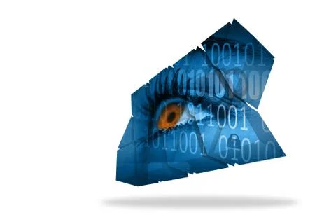 Eye and binary code on abstract screen Stock Illustration