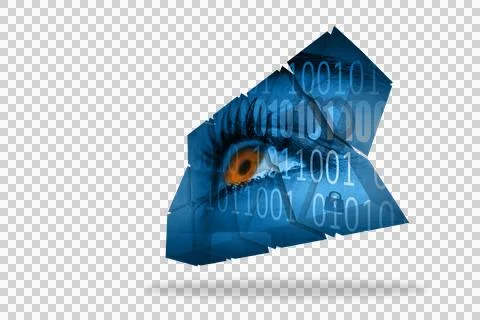 Eye and binary code on abstract screen Stock Photos