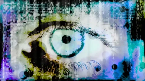 Eye and binary code Video stock 54671420