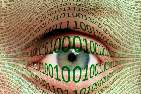 Eye and binary code Stock Photos