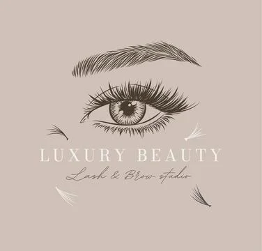 Eye and brow studio label design Stock Illustration