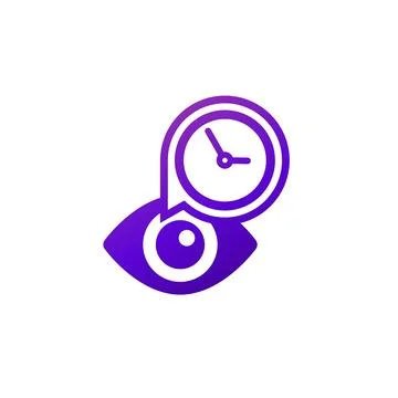 Eye and clock icon, view time vector logo Stock Illustration