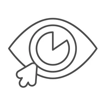 Eye and Cursor Pointer Mouse thin line icon, web design concept, digital eye Stock Illustration