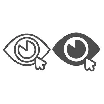 Eye and Cursor Pointer Mouse line and solid icon, web design concept, digital Stock Illustration