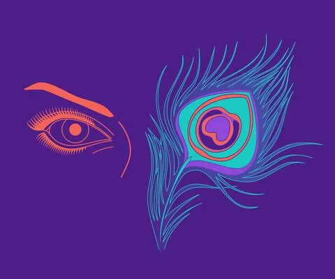 Eye and peacock feather Stock Illustration