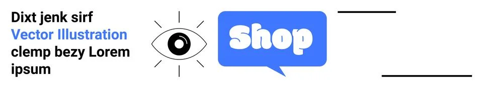 Eye and Shop Button Visual with Placeholder Text in a Minimalist Design Stock Illustration