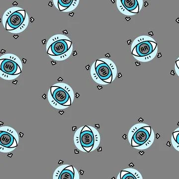 Eye ar augmented reality vector seamless pattern Stock Illustration