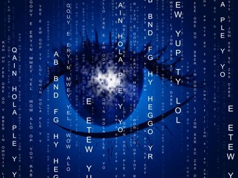 Eye background showing encrypted encoded and coding Stockillustratie