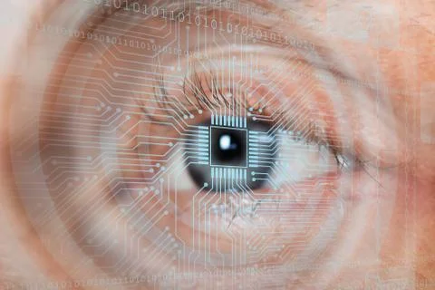 Eye With Binary Digits Stock Photos