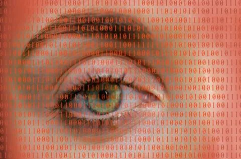 Eye with binary numbers symbolic image for digitalisation Stock Photos