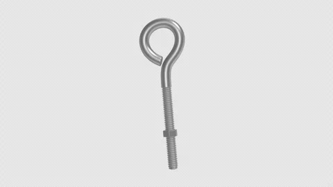 Eye Bolt Rotating on a Transparent Background. Seamless Loop. 4K Stock Footage 310101716