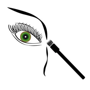 Eye with brush on white background Stock Illustration