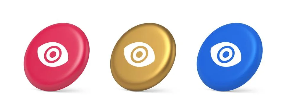 Eye button visibility searching optical lens web application 3d realistic i.. 스톡 일러스트