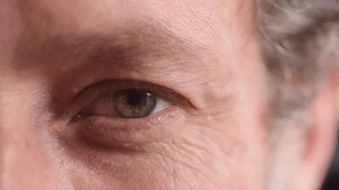 Eye care, face and vision with mature person for optometry, eyesight wellness Video stock 334538557