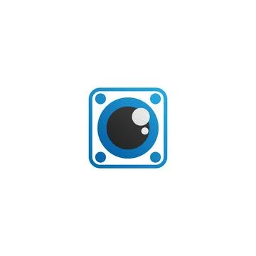 Eye Cartoon Logo Design Template With Rounded Rectangle Frame, Company Logo.. Illustrazione stock