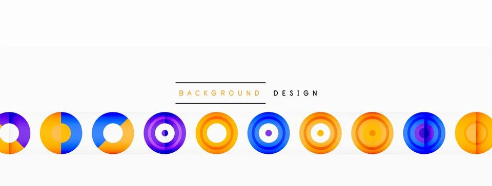 Eye-catching background of colorful circles of equal size arranged in abstract Stock Illustration
