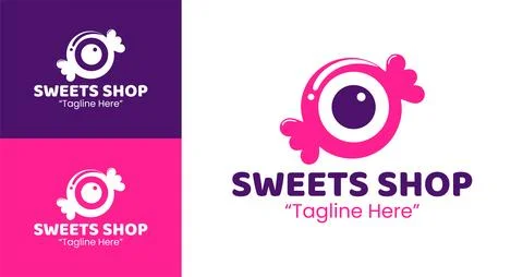 Eye-catching Candy Mascot Logo with Cute Round Character Stock Illustration