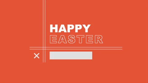 Eye-catching easter ad with bold Happy Easter in white on red background Stock Footage 263695937