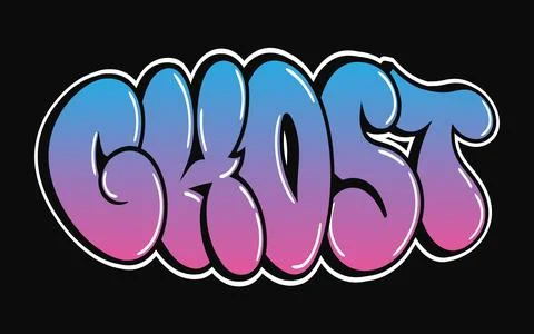 An eye catching Ghost graffiti design in bubble letters with a gradient col.. Stock Illustration