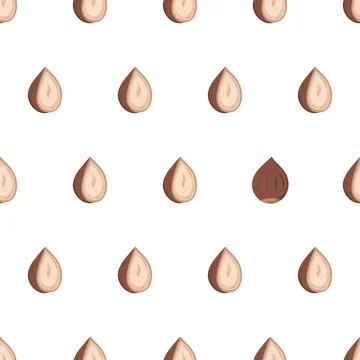 Eye catching seamless pattern with half hazelnut and one whole nut. Stock Illustration