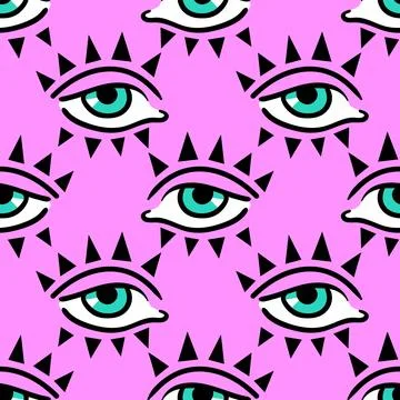 This eye-catching vintage pattern showcases playful eyes in a groovy design 스톡 일러스트