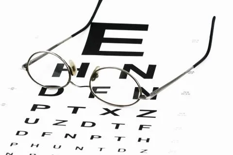 Eye chart with glasses Foto stock