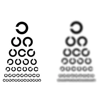 Eye chart showing optometry test for visual acuity. Japanese vision test, o.. Stock Illustration