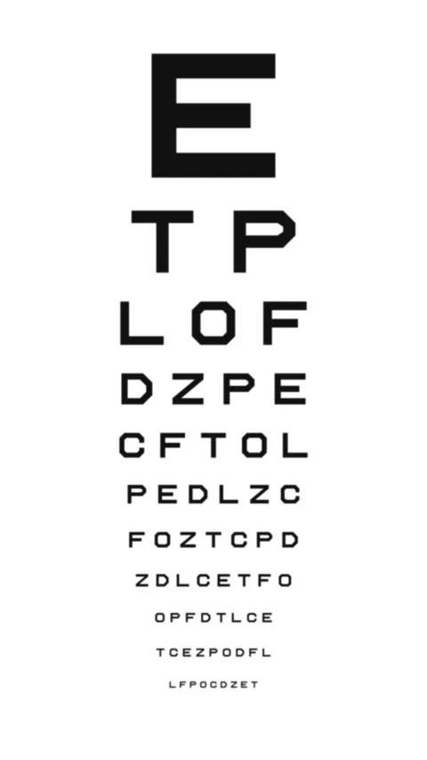 Eye chart Snellen autofocus hunting vertical Stock Footage 345448389