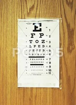 Eye Chart Taped To Door