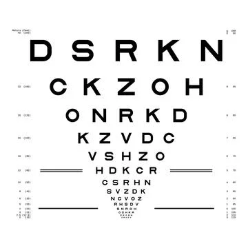 Eye Chart Test. Assessment of visual acuity. Stock Illustration