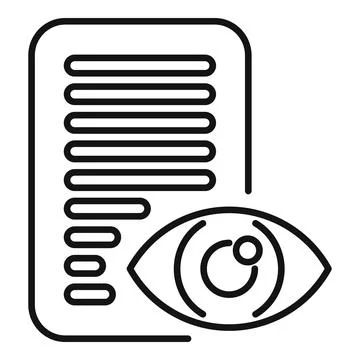 Eye check document icon outline vector. Scan signature Illustrazione stock