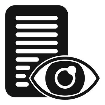 Eye check document icon simple vector. Scan signature 库存插图