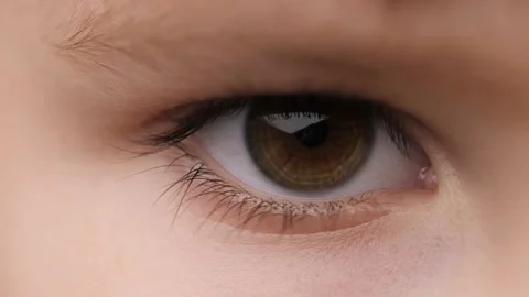Eye of Child Looking the Camera. Extreme Close-Up. Stare at something. Children Stock Footage 140614989