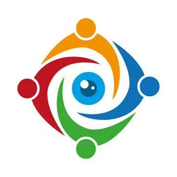 Eye Circle community teamwork or social network people logo design Illustrazione stock
