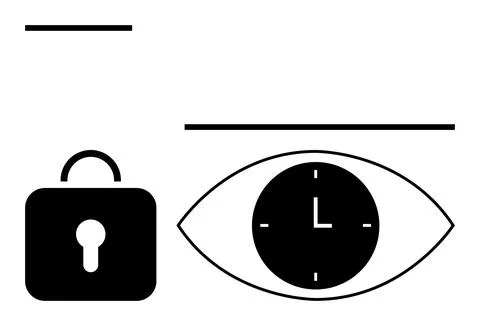 Eye with Clock and Secure Padlock Time Management and Data Privacy Concept Stock Illustration